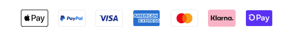 Akzeptierte Zahlungsmethoden: Apple Pay, PayPal, Visa, American Express, Mastercard, Klarna, Shop Pay